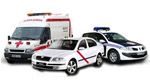 Ambulancias, taxis, policía y bomberos